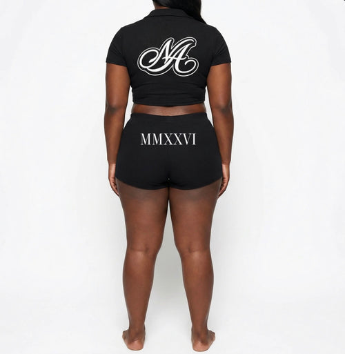 Noir Amour Paris Ribbed Full Zipper Crop Set