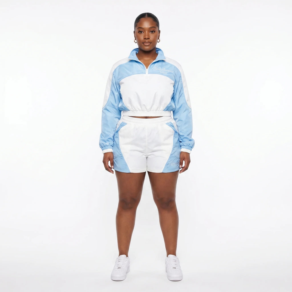 Noir Amour Sky Blue & White Nylon Set