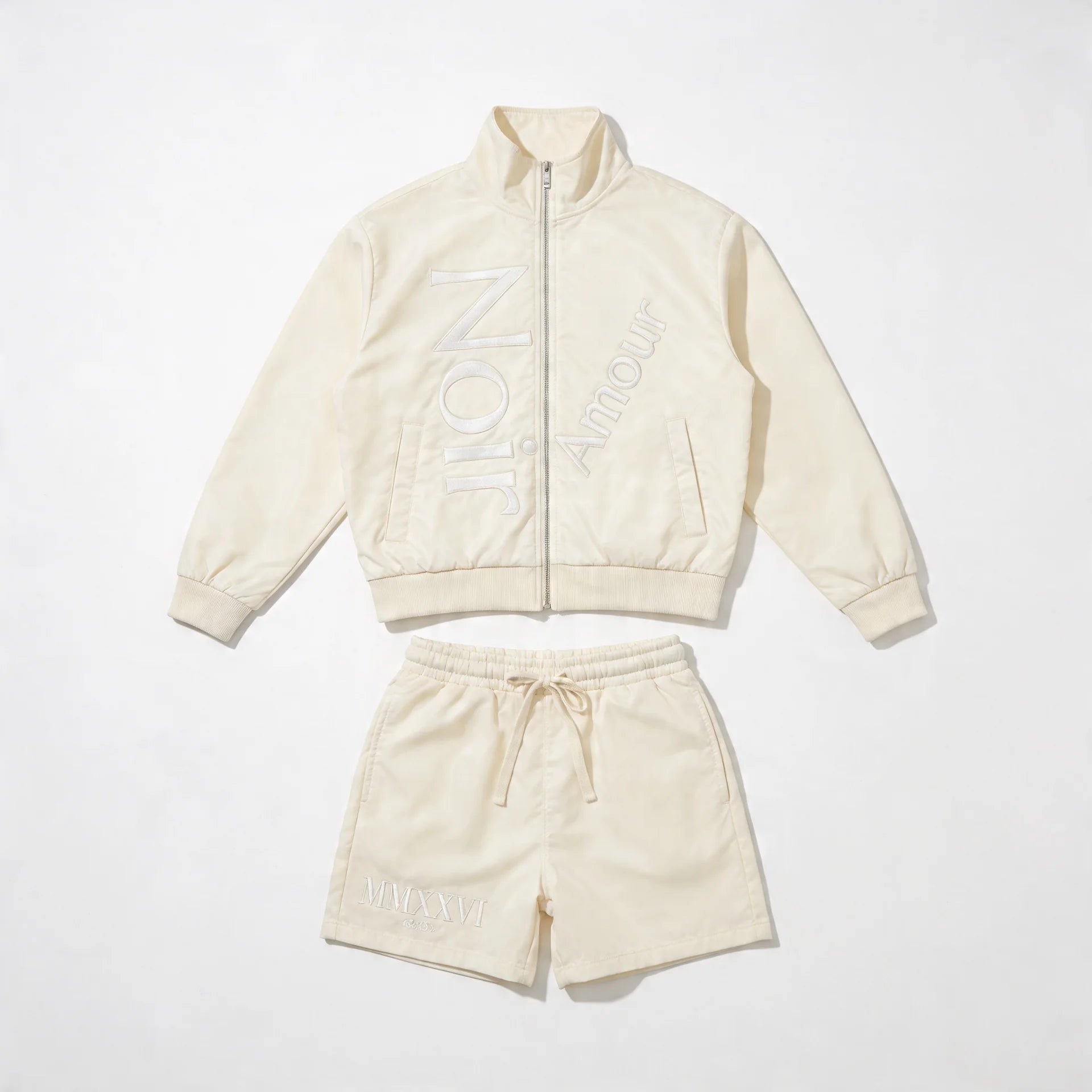 Noir Amour Off-White Men’s Nylon Set