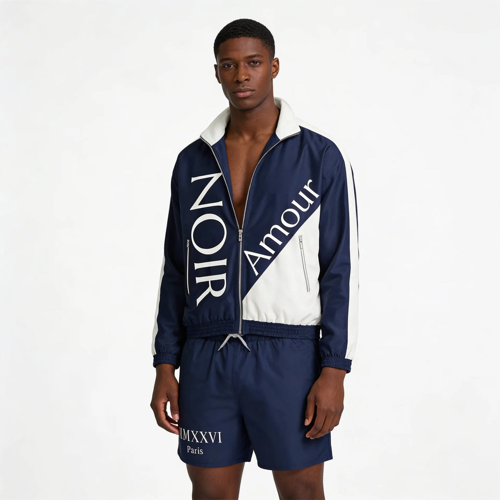 Noir Amour Blue & White Nylon Tracksuit