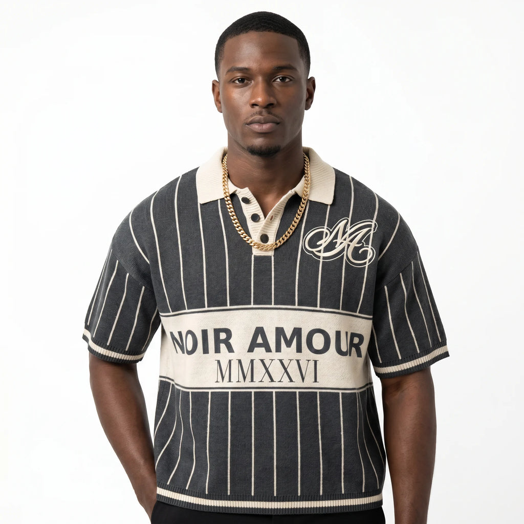 Noir Amour Pinstripe Polo