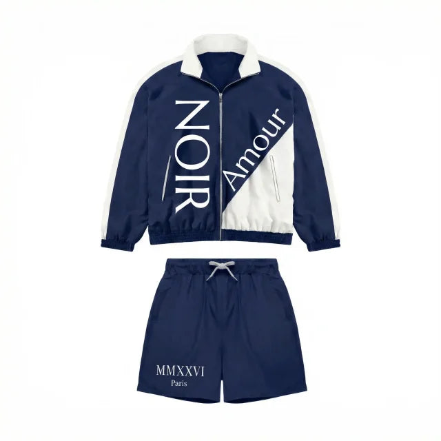 Noir Amour Blue & White Nylon Tracksuit